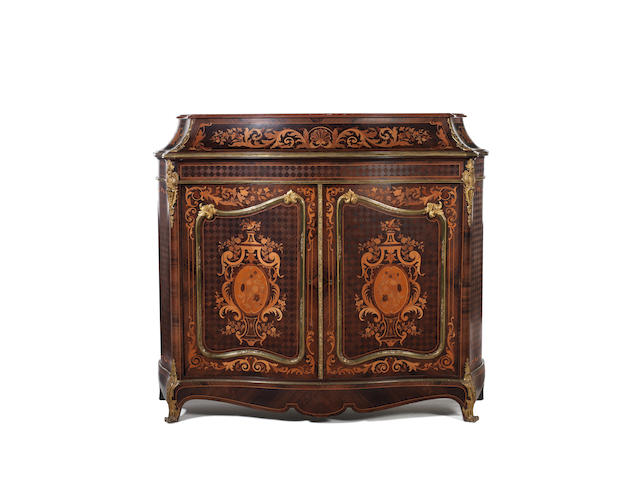 A French 20th century marquetry meuble &#224; hauteur d'appui