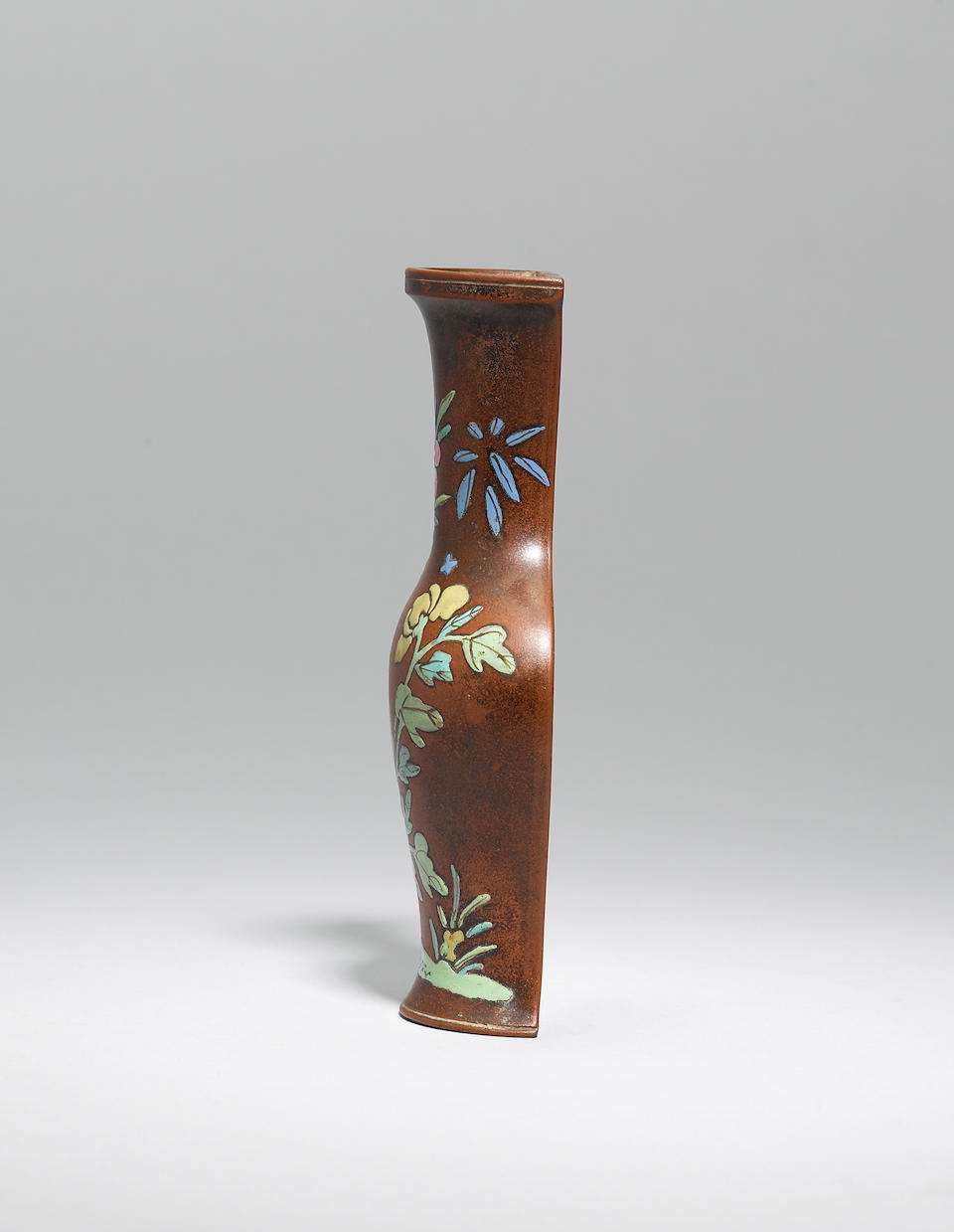An Yixing stoneware famille rose wall vase Mid Qing dynasty