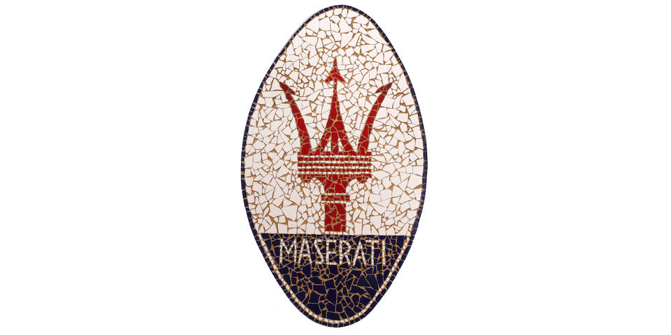 A Maserati tiled mosaic display sign,