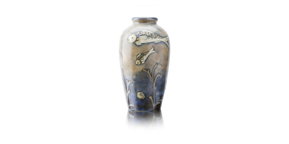A William Moorcroft salt glazed 'fish' vase Circa 1930