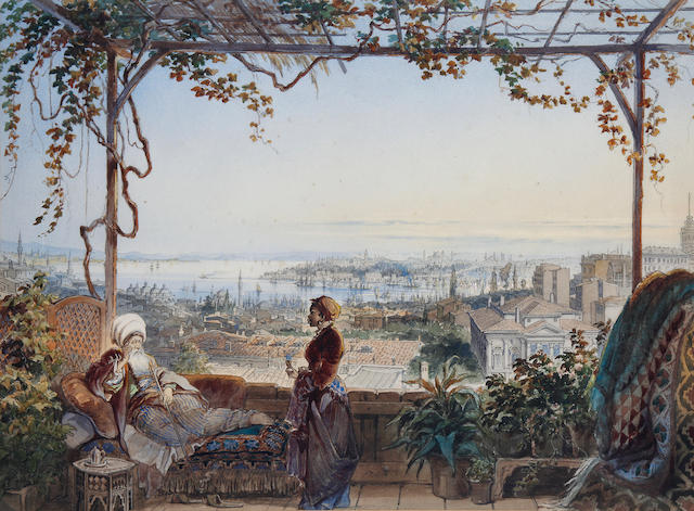 Vittorio Amadeo Preziosi (Maltese, 1816-1882) Istanbul, from a terrace in Pera
