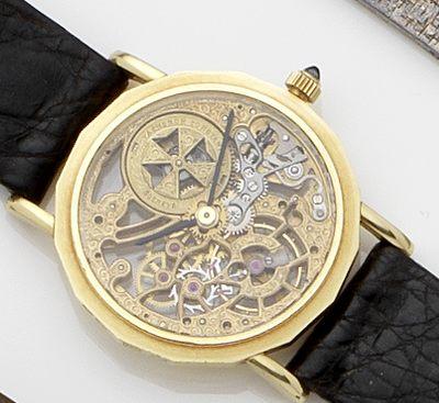 Vacheron Constantin. An 18ct gold skeletonised wristwatchCase No.607508, Movement No.747089, Circa 1980's