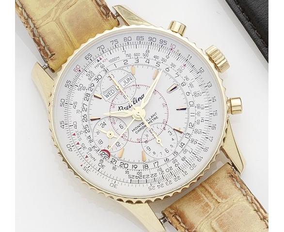 Breitling. An 18ct gold triple calendar chronograph automatic wristwatchMontbrilliant, No.074/100, Ref:H21330, Recent