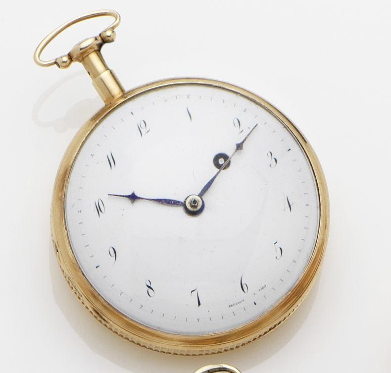 Swiss. An early 19th century quarter repeating open face pocket watch  Circa 1840