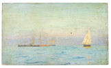 Thumbnail of Henry Scott Tuke, RA, RWS (British, 1858-1929) Windjammer in Falmouth Roads; Boats on a calm sea image 2