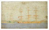 Thumbnail of Henry Scott Tuke, RA, RWS (British, 1858-1929) Windjammer in Falmouth Roads; Boats on a calm sea image 1