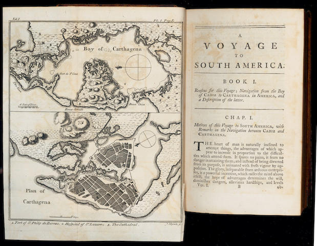SOUTH AMERICA JUAN (GEORGE) and ANTONIO DE ULLOA. A Voyage to South America, 2 vol., 1760