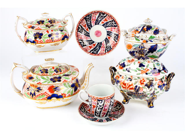 A group of English porcelain tea wares 19th century