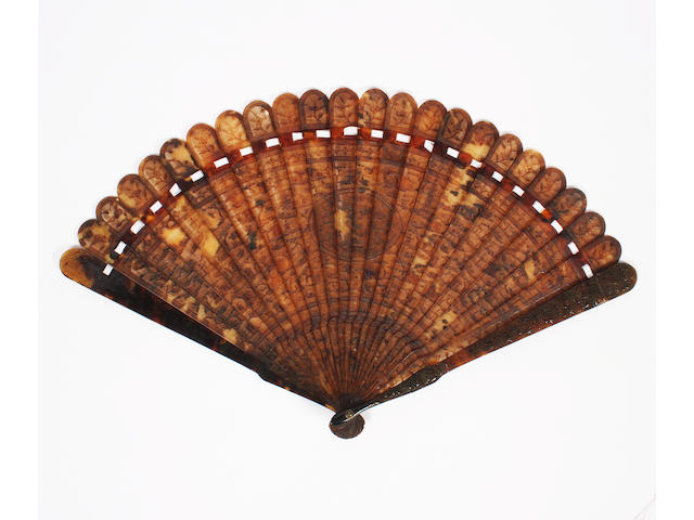A Chinese tortoiseshell bris&#233; fan, 19th century