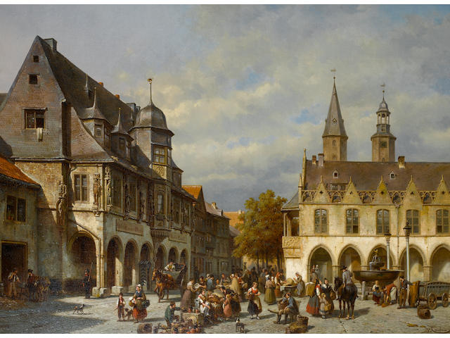 Jacques Fran&#231;ois Carabain (Belgian, 1834-1933) Market day, Goslar, Germany