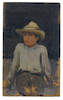 Thumbnail of Henry Scott Tuke, RA, RWS (British, 1858-1929) Boy with hat (recto), Italian man with hat (verso); Boy in straw hat (recto), Lady looking out to sea (verso) image 2