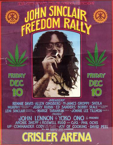John Lennon & Yoko Ono: A John Sinclair Freedom Rally poster, festival poster
