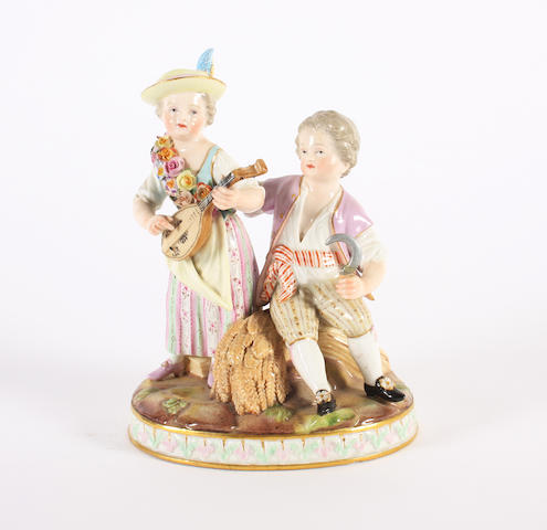 A Meissen figure group of two children representing summer, 19th century
