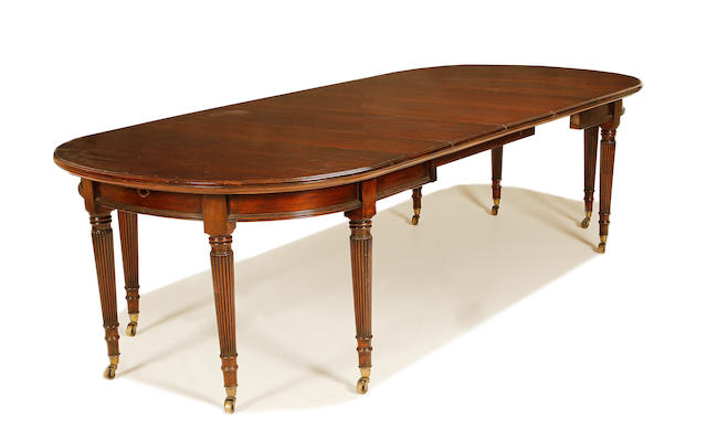 An early Victorian mahogany telescopic action extending dining table