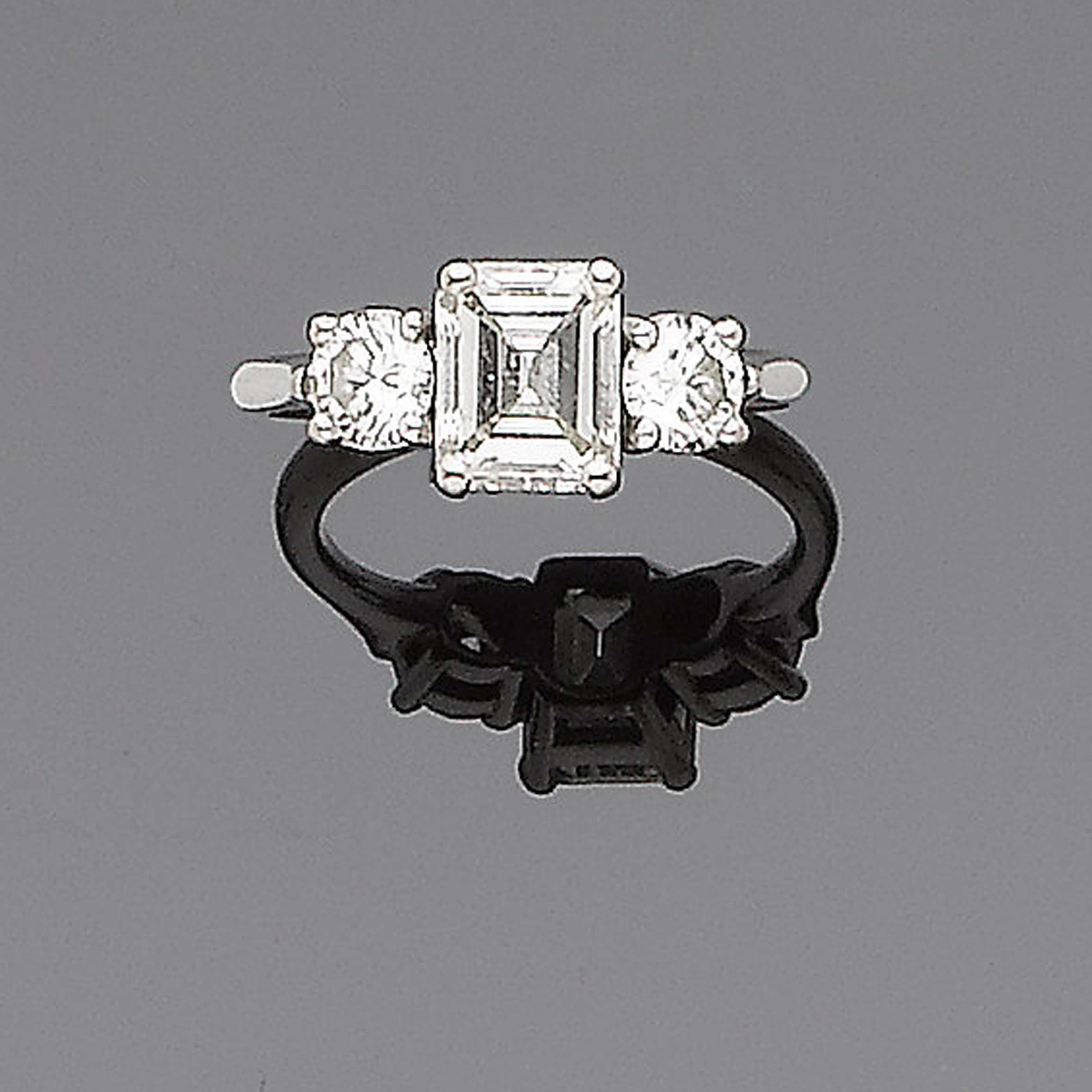 A diamond three-stone ring