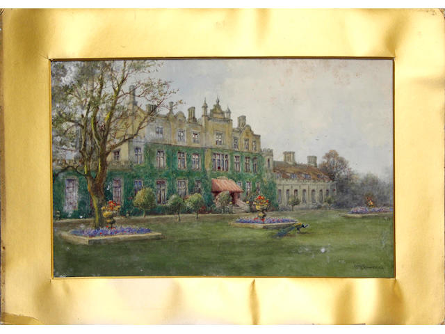 William Wells Quartremaine (British) A group of 7 watercolours of Warwick House, Easton Lodge, Great Dunmow, Essex, home of the Countess of Warwick and 8 others of the house by Annie Pressland, gilt mounts, all unframed. various sizes