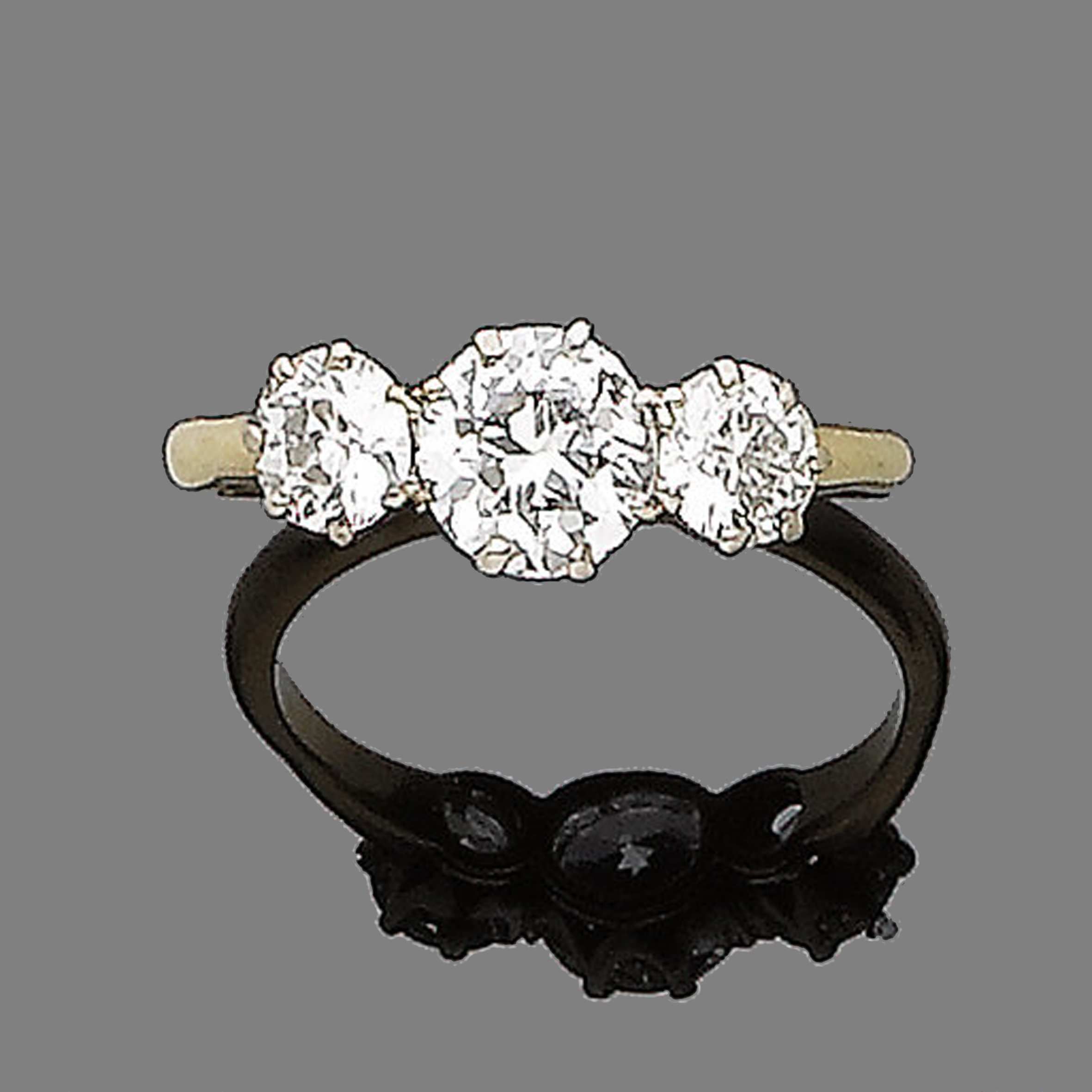 A diamond three-stone ring