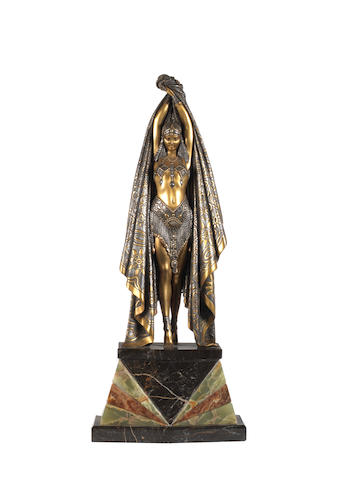 Demetre Chiparus Antinea, An Art Deco Sculpture circa 1925  gilt and patinated bronze, on a shaped marble base signed to marble D. H. Chiparus  Height: 68 cm.             26 3/4in.