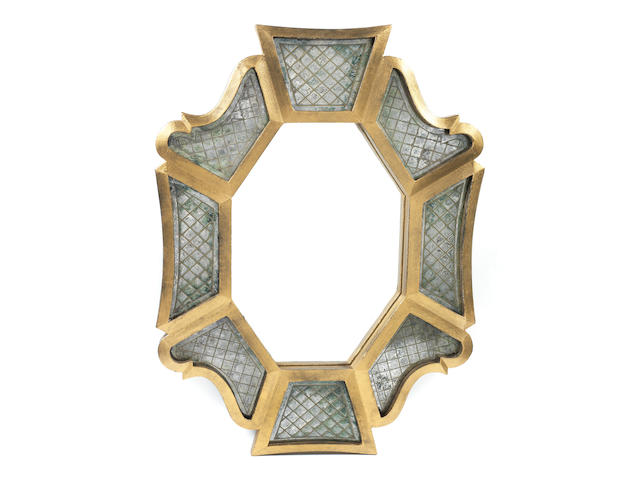 Pierre Lardin Wall Mirror circa 1940  gilded wood frame and verre &#233;glomis&#233;  Height: 96 cm.                37 13/16 in.