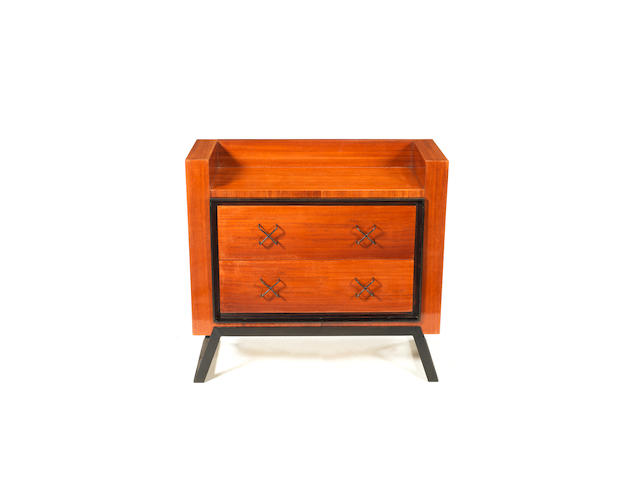 PGL 268b Jean Royere A Chest of Drawers circa 1955  mahogany and patinated iron  73.5 by 80cm by 38 cm. 28 15/16 by 31 1/2 by 14 15/16 in.