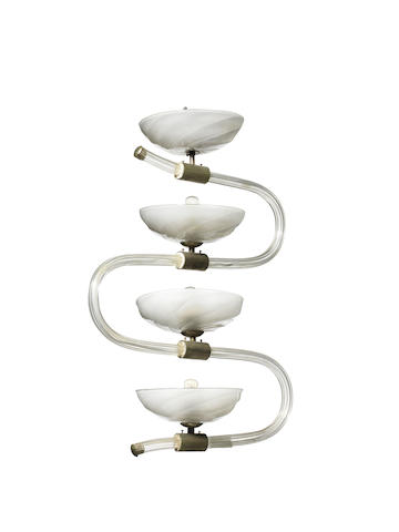 Murano Ceiling Light circa 1940  glass with metal fittings  Height:  66 cm.                 26 in.