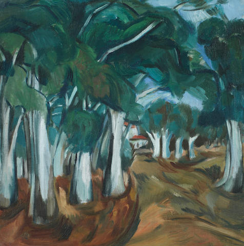 Wolf Kibel (Polish, 1903-1938) Landscape with trees