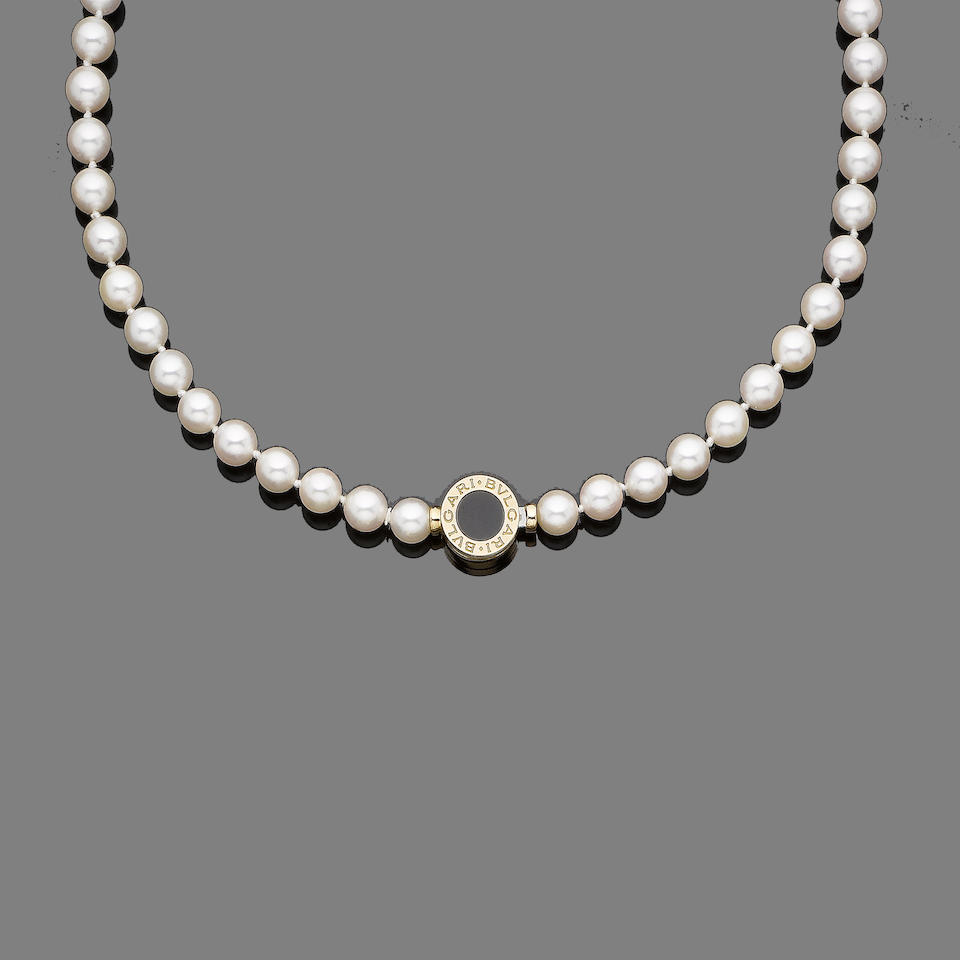 A cultured pearl necklace, by Bulgari