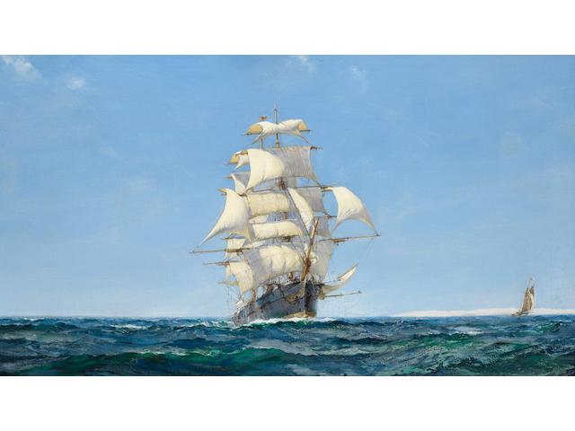 Montague Dawson (British, 1890-1973) Billowing free &#8211; Young Australia  nearing journey's end