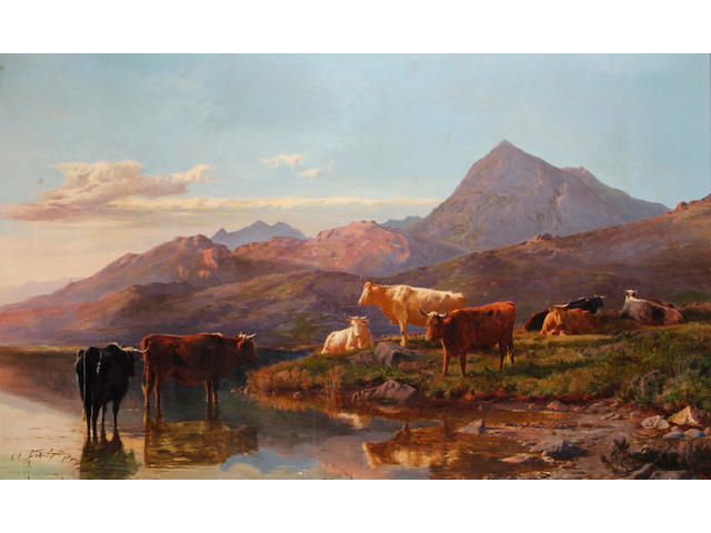 Sidney Richard Percy (British, 1821-1886) Landscape with cattle