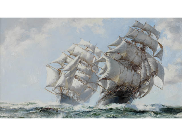 Montague Dawson (British, 1890-1973) The mighty Clippers - Taeping and Ariel racing home neck-and-neck with the new season's tea