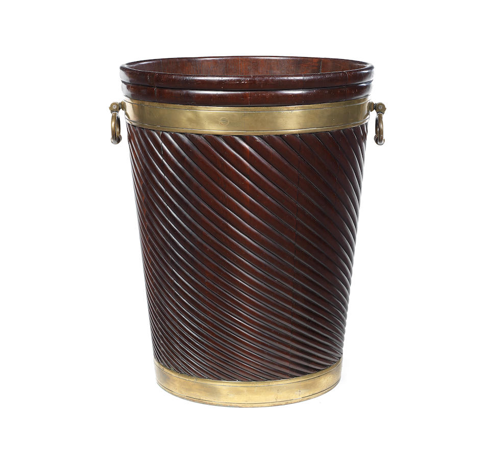 A large early 19th century Irish mahogany peat bucket