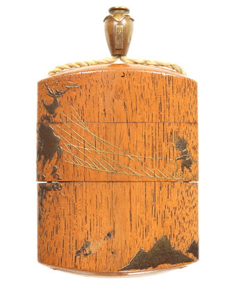 A wood two-case inro By Kanshosai Toyo, 19th century image 2
