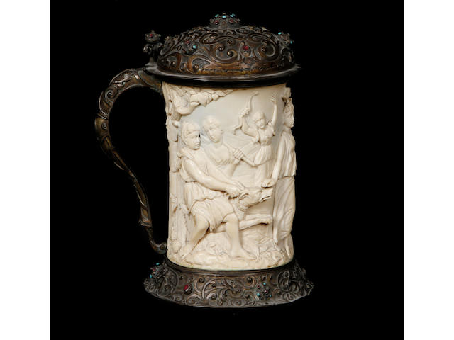 A 19th century ivory and gilt metal tankard