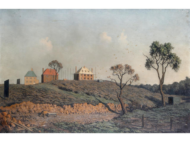 Algernon Cecil Newton (British, 1880-1968) Houses in a landscape