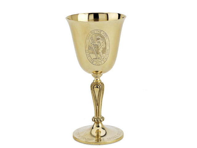 An 18ct gold commemorative 'Man On The Moon' goblet, by A E Jones, Birmingham 1969