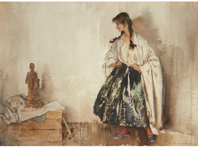 Sir William Russell Flint R.A., P.R.W.S. (British, 1880-1969) The Model and the Chinese Philosopher