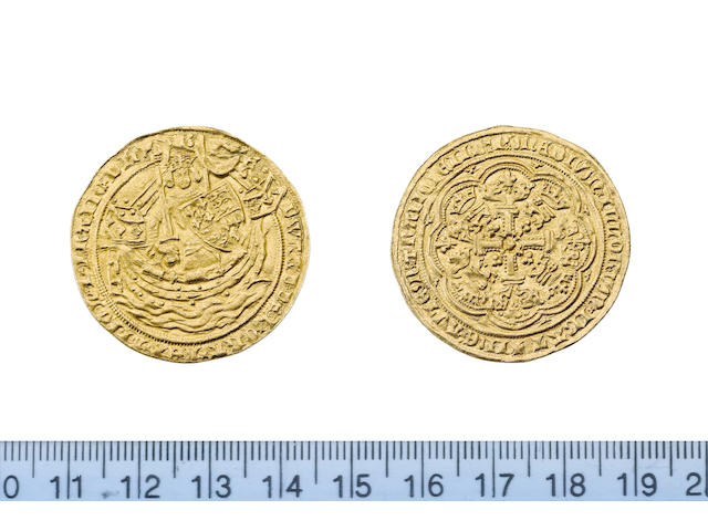 Edward III, 1327-77, fourth coinage (1351-77), pre-treaty period (1351-61), Noble, 7.70g, London, series G, king standing facing ship, holding sword and shield,