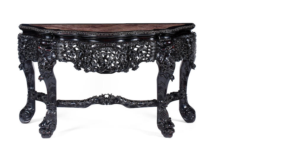 An export hardwood console table Mid to late 19th century