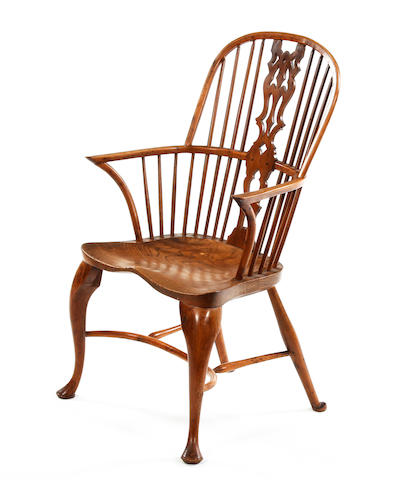 A George III and later yew and elm Windsor armchair Thames Valley region