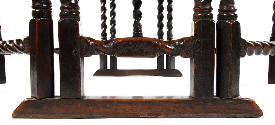 A rare Charles II oak double-action gateleg table With a rare and fine stretcher arrangement