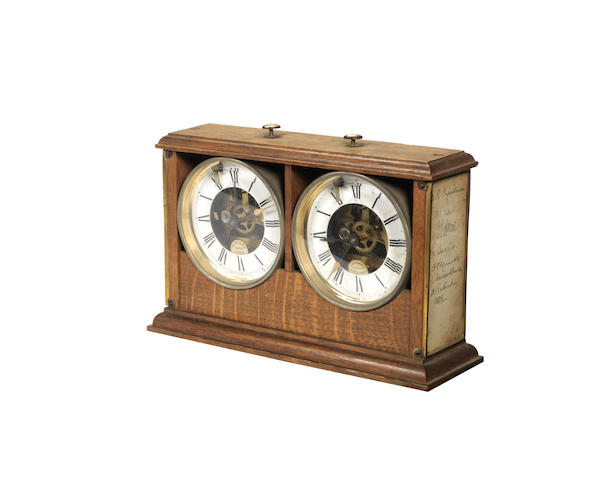 A 1922 London Chess Tournament Commemorative Clock or Timer, "The Reliable Chess Timer", Wurttemberg,
