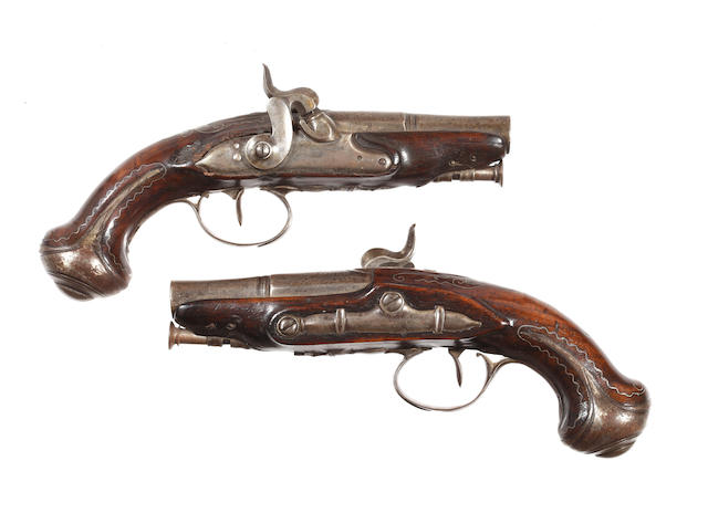 A Pair Of Percussion Travelling Pistols