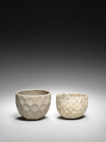 Two Sasanian green glass facet-cut bowls 2
