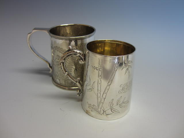A Victorian silver christening mug London 1881,  (2)