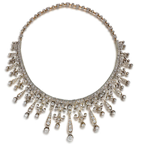 Bonhams : A diamond necklace/tiara,