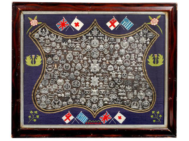 Victorian & Edwardian British and Colonial Badges, a Collection Assembled and Framed c1913