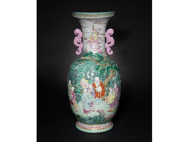 A very large famille rose, baluster vase 19th century