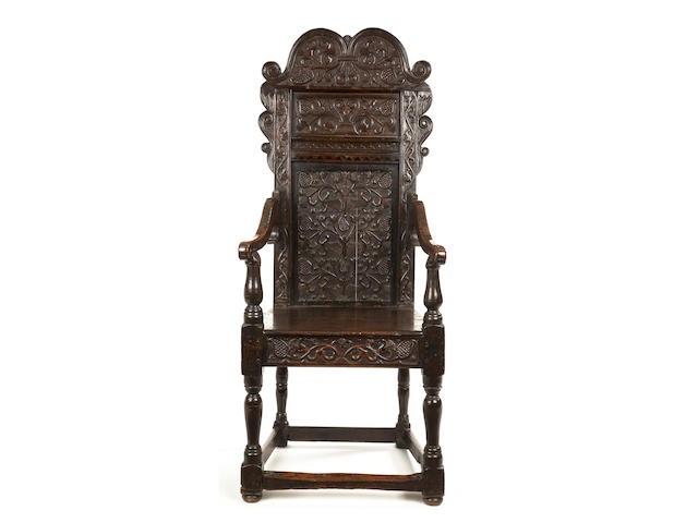 A rare and unusually large Charles II ash panel back armchair South-West Yorkshire/East Lancashire, circa 1660-1680