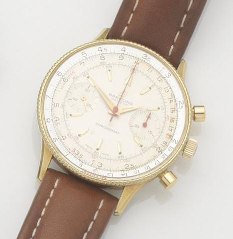 Breitling. A gold plated manual wind chronograph wristwatchChronomat, Ref:808, Case No.1014855, 1960's