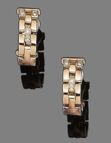 A pair of diamond-set fancy-link 'Panth&#232;re' earclips, by Cartier
